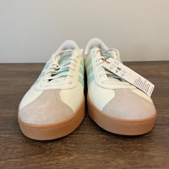 Adidas VL Court Base Womens Sneakers Size 7 White Light Blue Gum Sole JI1767 New - Picture 6 of 11